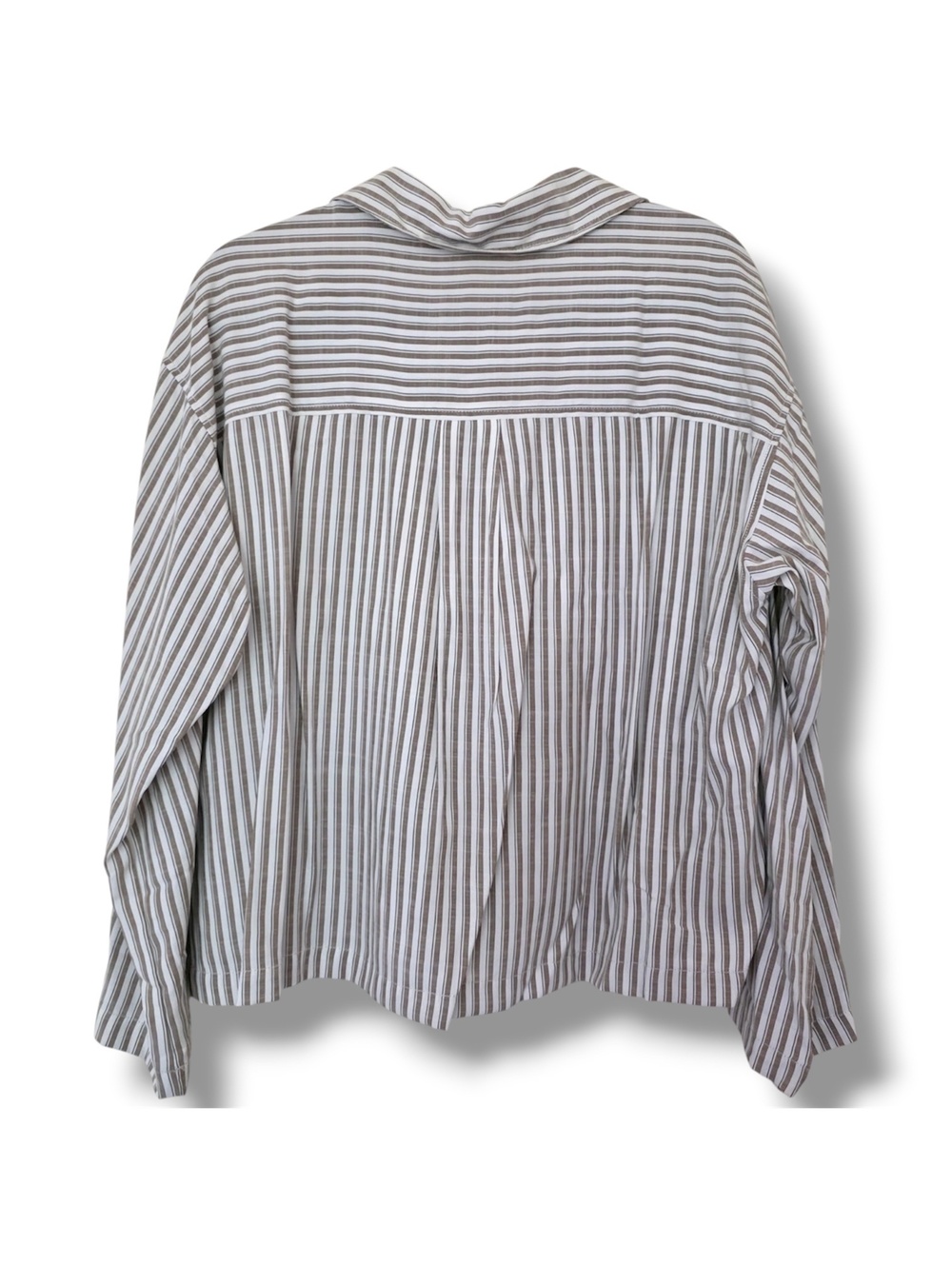 Max Studio Women’s Khaki/White Roll-Tab Double Pocket Collared Shirt Size Large - Picture 3 of 6
